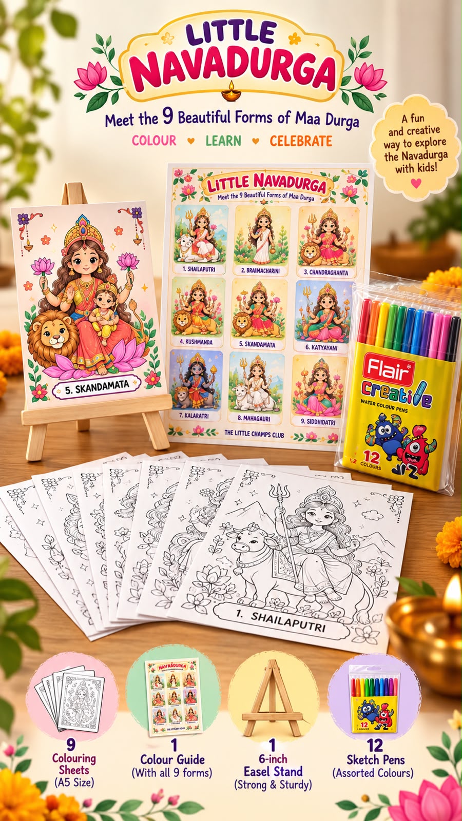 Little Navadurga - The Nine Forms of Maa Durga: Colour • Learn • Display 🌸